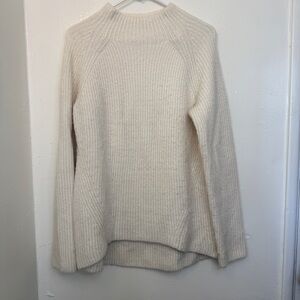 Madewell Oversized Ribbed Mock-Neck Sweater - Cream/Ivory Size M